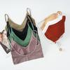 Women's Seamless Vest Lingerie Solid Color Fashion Striped V Neck Crop Top Bra Push Up Bra Comfortable Top