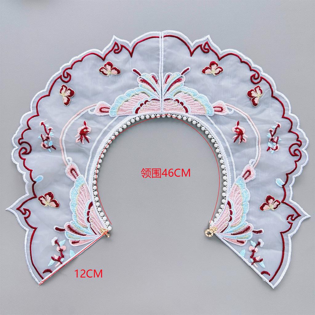 Butterfly Embroidery Fairy Fake Collar Organza Metal Thread Embroidery Embroidery Hanfu Accessories Three-Dimensional Embroidery Cloud Shoulder