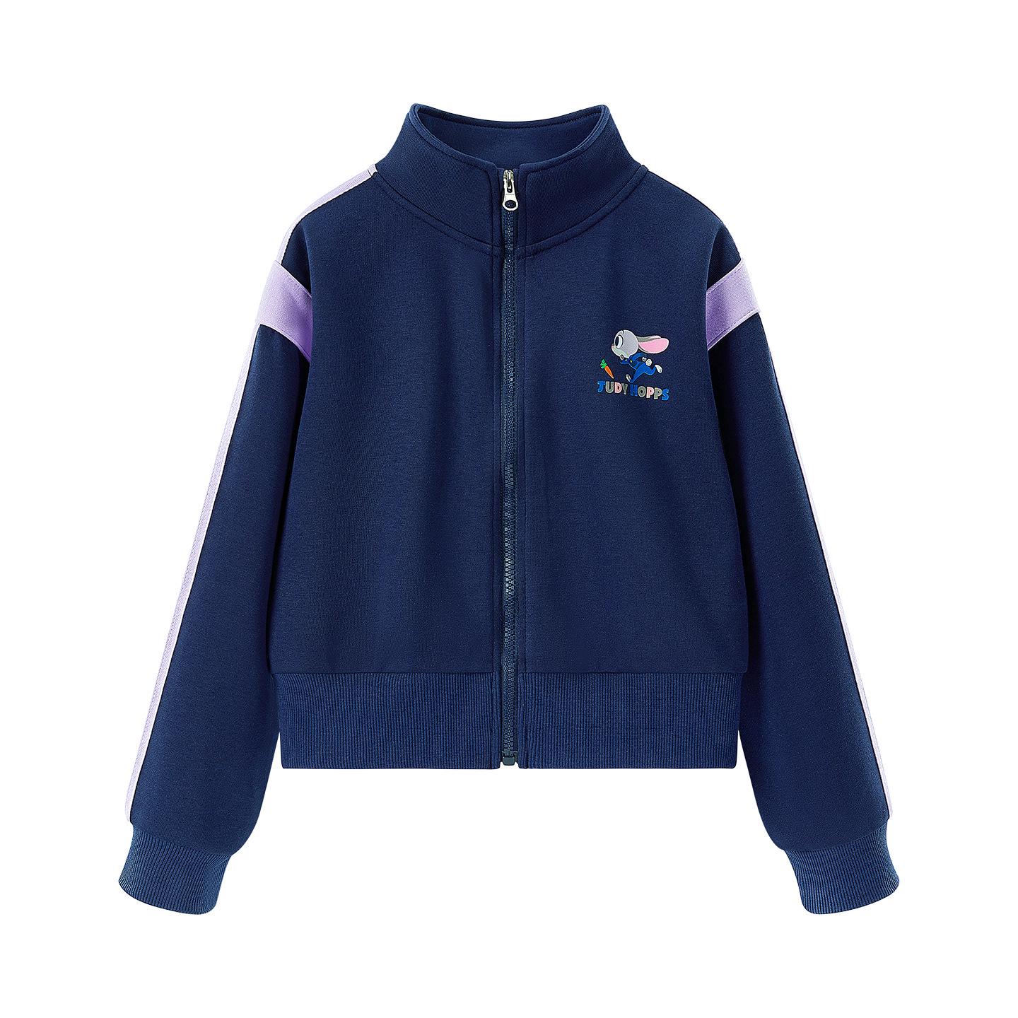 

Куртка для девочек в стиле колор-блок, приталенная - Офицер Джуди 25 Осень, воротник-стойка 130 cm темно-синий