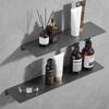 Gunmetal Gray Wall-Mounted Bathroom Storage Rack - Double Layer, No-Drill Shelves