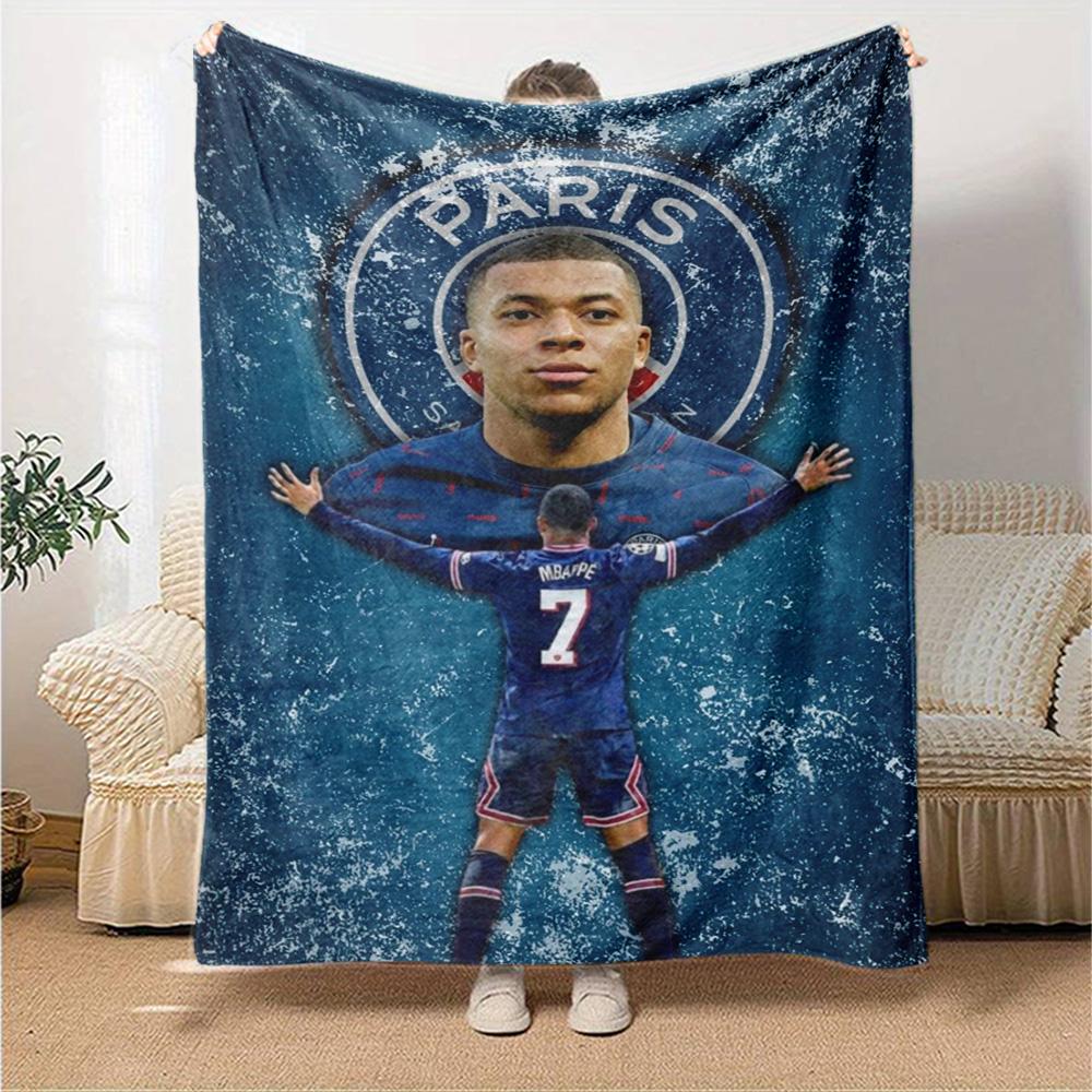 Star Player Kylian Mbappé Blanket Comfortable Great for Bedding Livingroom Picnics Four Seasons Universal Stylish Decor