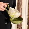 Retro Pastorale Kaffeetasse Untertasse Mit Deckel Große Keramiktasse Nachmittagstee Kaffee Wasserbecher Souvenir