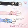 1Pc PU Leather Delicate Pet Dog Collar, High-Quality Leather Fabric And Alloy Fittings. Beautiful Gemstone Decoration.8-15''Neck