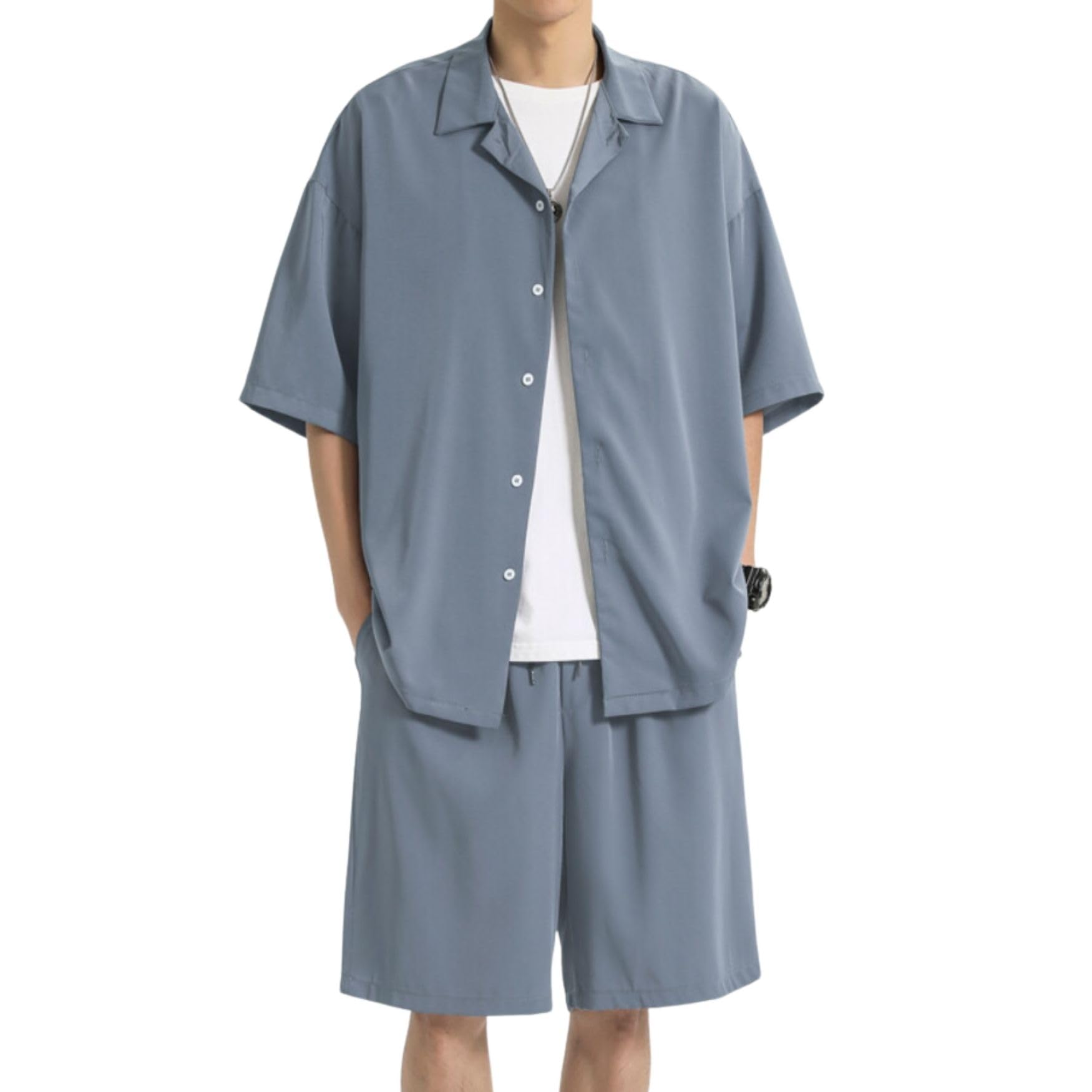 

Aaronlive Летняя футболка с коротким рукавом и шорты большого размера 2XL Мужской комплект, Повседневный, Размер, Дышащий, Легкий, Прохладный, Влагоотводящий, Быстросохнущий,