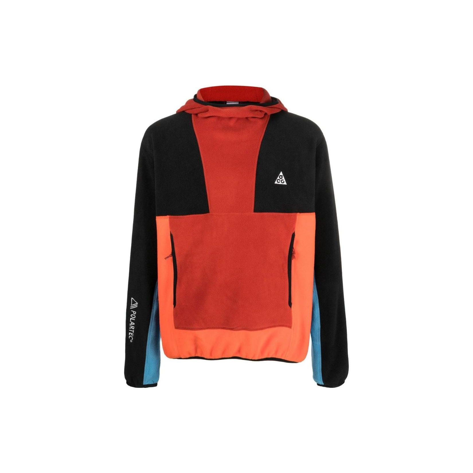 

Мужская толстовка с капюшоном и длинными рукавами Nike ACG Polartec в стиле пэчворк с принтом логотипа бренда спереди, мужские топы оранжевого цвета CV0642-671 L