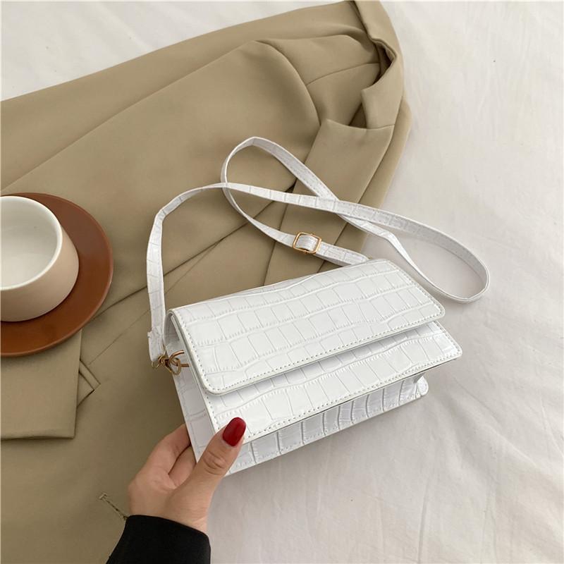 New crocodile pattern candy color square bag 2025 summer foreign style new small bag fashion portable shoulder messenger bag