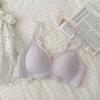 Cream floral, underwear women's small breasts gather thin, no steel ring jelly strip soft support pull French bra cover