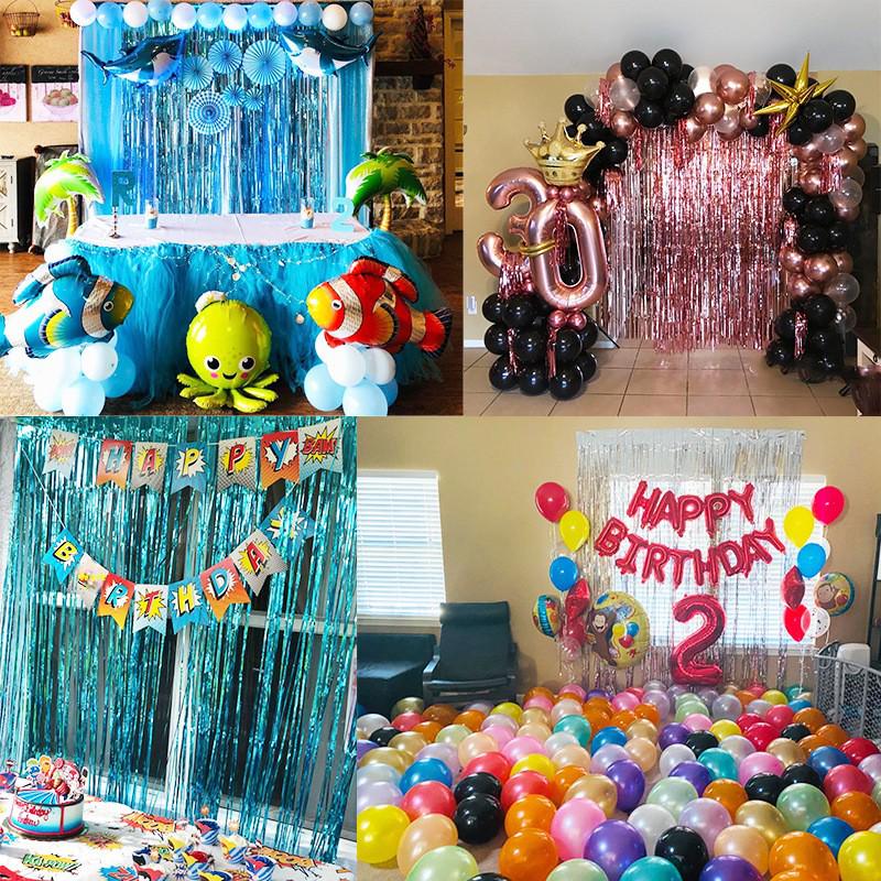 Laser Regnsilke Toppgardin, 1x2m - Bakgrundsdekoration för Födelsedagsfest