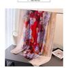 Spring and Summer Thin Printing Simulation Silk Brocade Sunscreen Contrasting Flower Silk Scarf Long Scarf Shawl Versatile Headscarf Scarf
