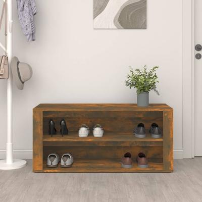 Shoe Rack Smoked Oak 100 X 35 X 45 Cm Wood Based Material