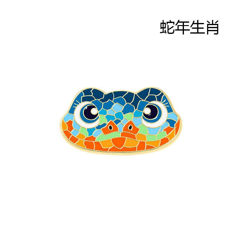 Zinc Alloy Enamel Dropping Brooch, Cute Cartoon Lucky Panda Snake Pattern 2025 Year of the Snake, New Year Festival Decorative Lapel Pin Badge