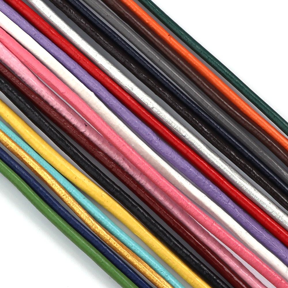 10yards/lot Genuine Leather Cord Dia 1/1.5/2/3mm Colored Round Leather Rope For DIY Bracelet Necklace Jewelry Making Accessories