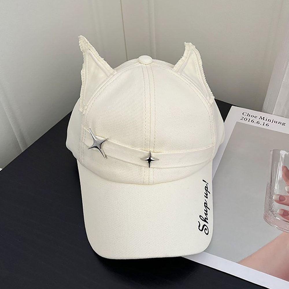 Creative Adjustable Baseball Caps Cotton Fox Ear Peaked Cap Breathable Y2K Hip Hop Hat Spring Autumn