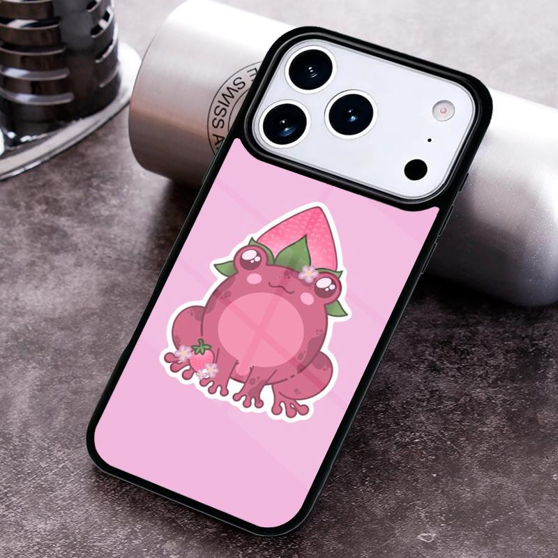 Cottagecore Fruit Strawberry Frog Phone Case For iPhone 17 16 15 14 13 12 11 Pro Max Plus 17Air Soft Silicone Cover