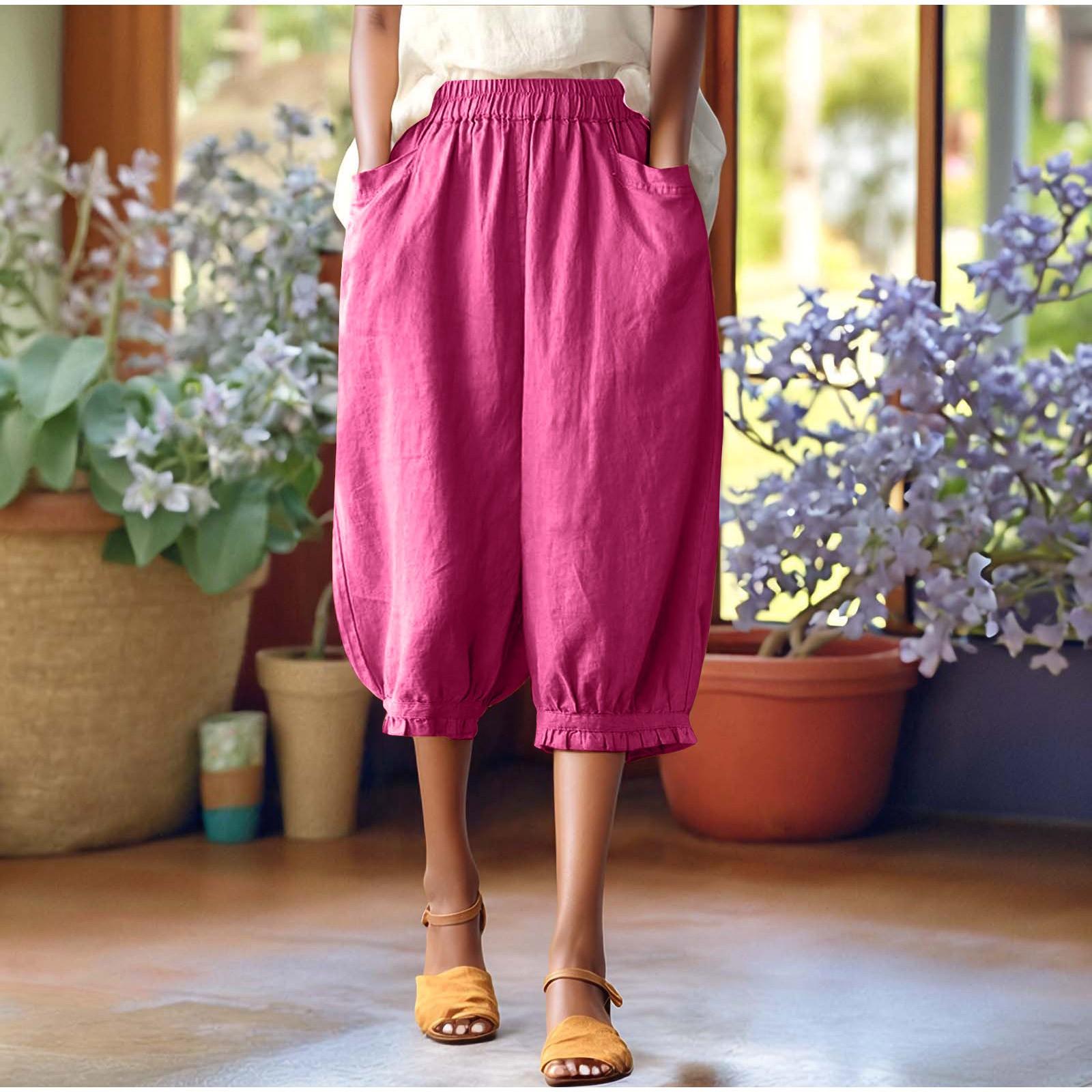 

Женские модные однотонные свободные брюки большого размера с эластичной талией и маленькими штанинами, универсальные повседневные брюки-квотербеки XL