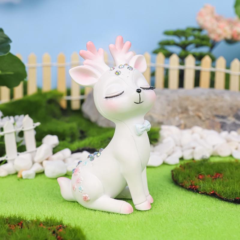 Romantic Little Fairy Deer, Cute Couple, Sika Deer Car Decoration, Cartoon Deer Ornaments, Resin Cake Decorations
