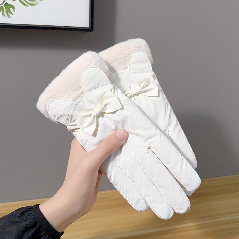Warm Womens Fingerless Snow Gloves With Fleece Lining For Winter Outdoor Activities белый