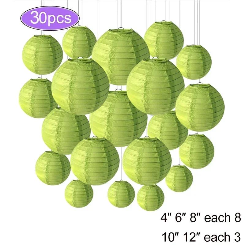 30Pcs Round Paper Lantern Wedding Decor Flowers Ball Lampion DIY Hanging Pompom Crafts Home Christmas Birthday Party Supplies