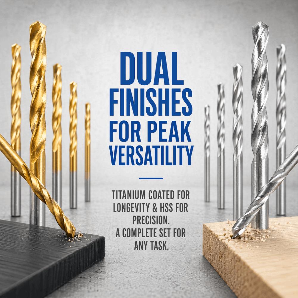100pcs White Titanium Coated Drill Bits Titanium Coated HSS Twist Drill Bits Metal Drilling