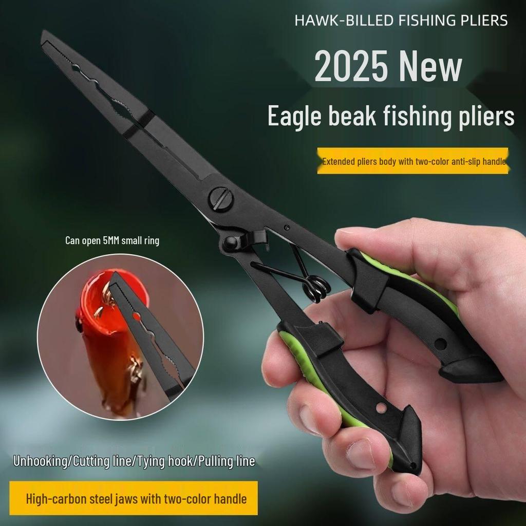 Black Teflon Eagle Beak Fishing Pliers: Multi-functional Hook, Line Cutter & Fish Control Tool
