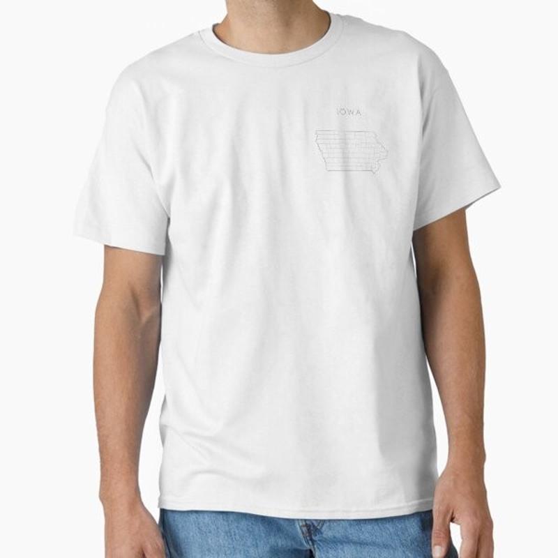 Iowa Silver State Counties Map Classic T Shir Shirt Made in US AUS Size S 2XL