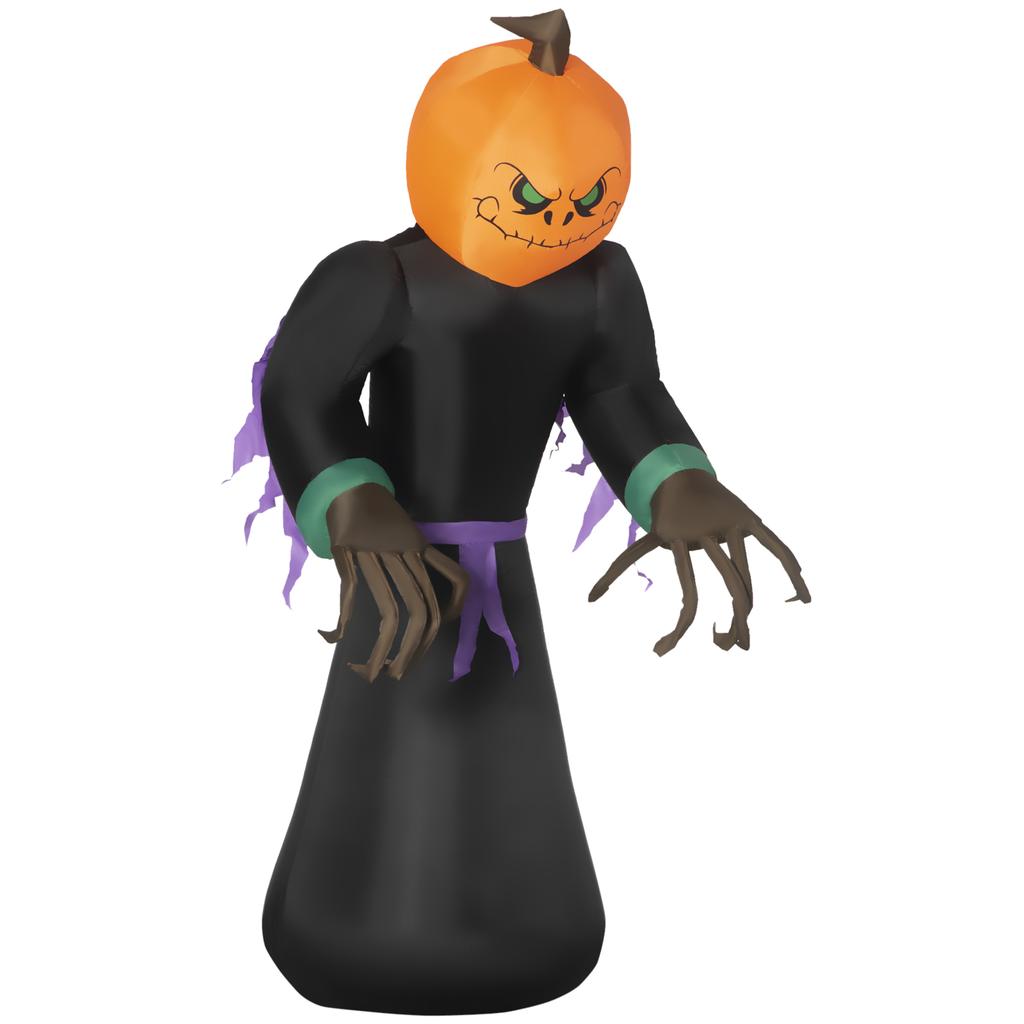 210 cm Inflatable Pumpkin Ghost, Halloween Horror Decoration with LED Lighting, Waterproof Air Figure, Polyester, for Indoor, Outdoor