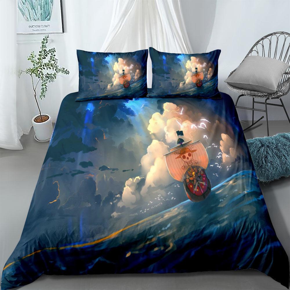 Anime O-Ones Pieces Bedding Set Japanese Luffys Duvet Cover Pillowcase for Children Boys Gift Single Queen King Size