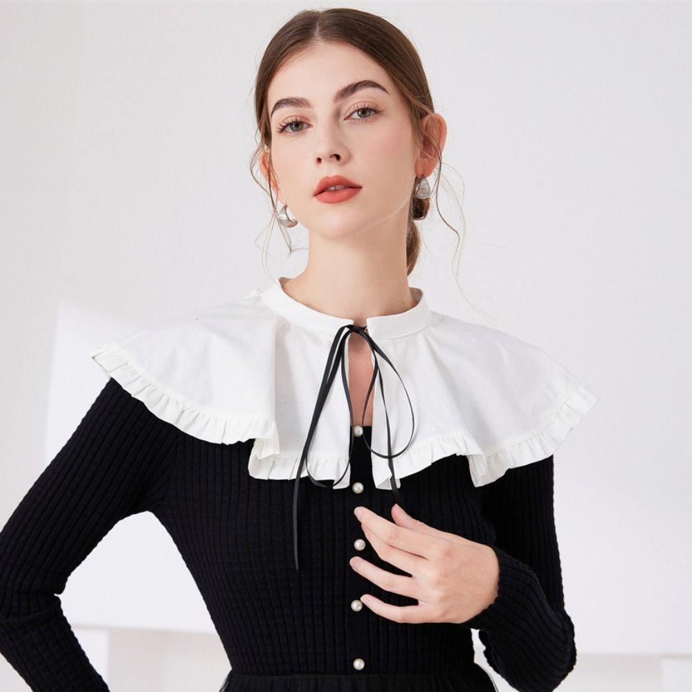 Bowknot Ruffled Shawl Ribbon Decoration Blouse Shoulders Fake Collar Shawl Detachable Collar Girls