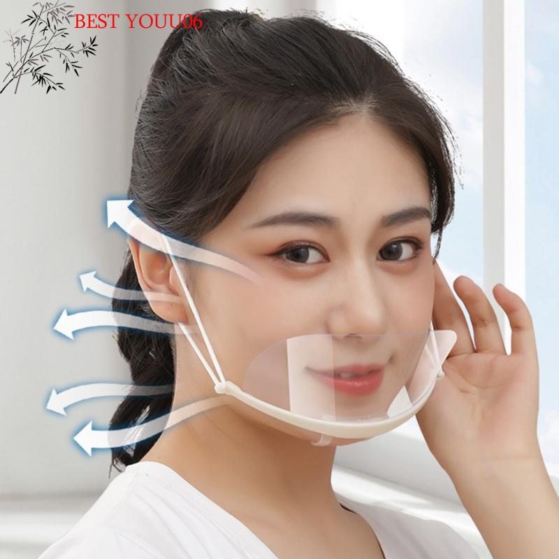 (YOUU06)20 PEZZI Maschera Trasparente in Plastica per Catering Hotel Bellezza Chef Cameriere Maschera Protettiva Riutilizzabile Visibile Anti-Schizzo