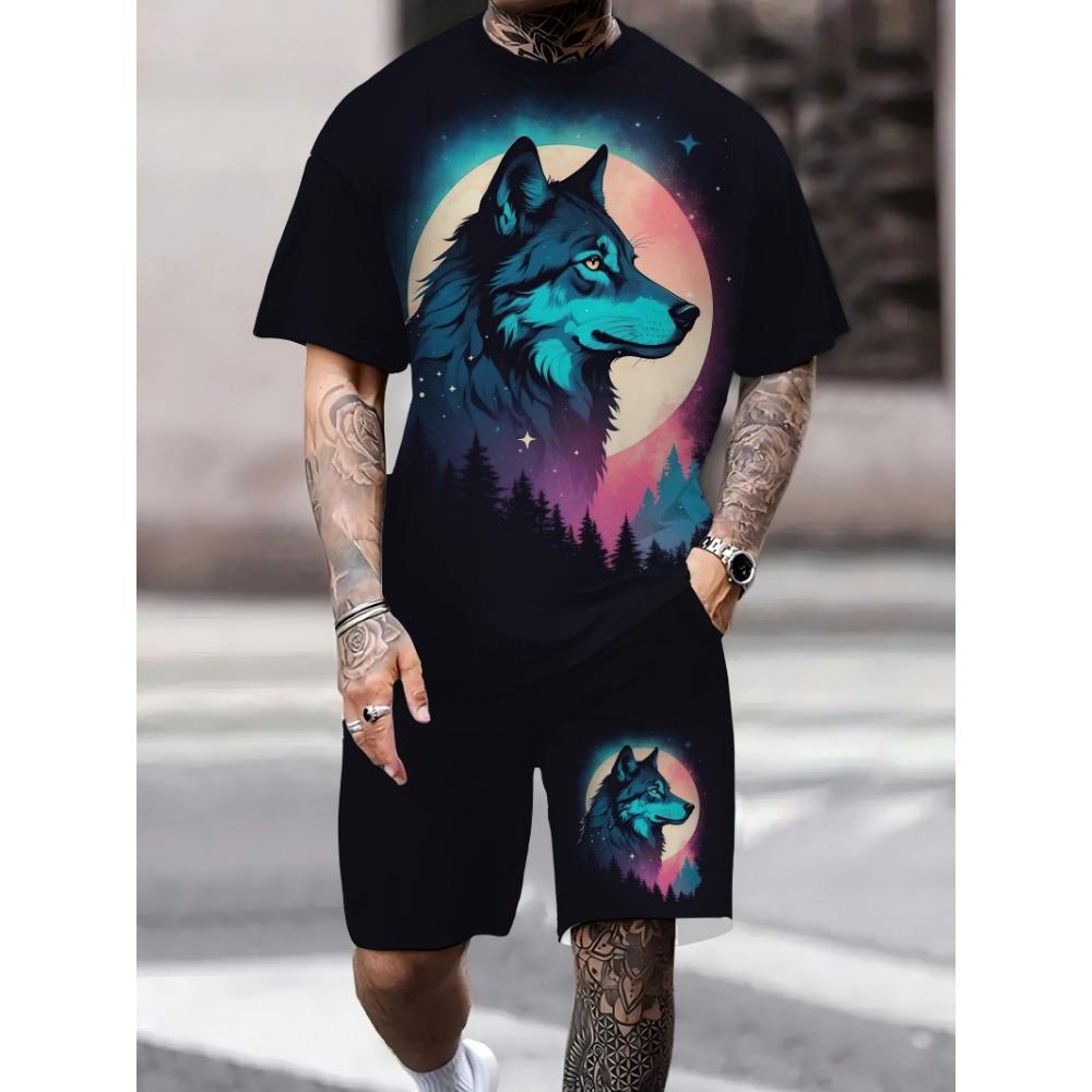 Sommer Täglich Lässig Herren T-Shirt und Shorts Set, Urbane Street Fashion Herren Kurzarm Outdoor Sportshorts