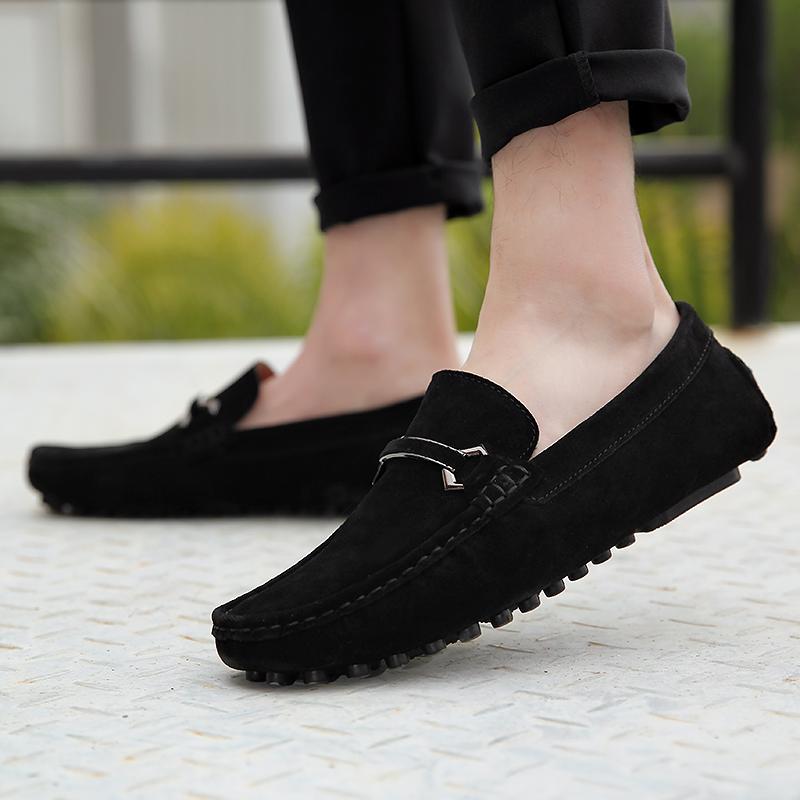 Large Size 45 46 Penny Loafers Men Slip On Flats Suede Leather Casual Shoes Man Moccasins Mens Driving Shoes Zapatos De Hombre