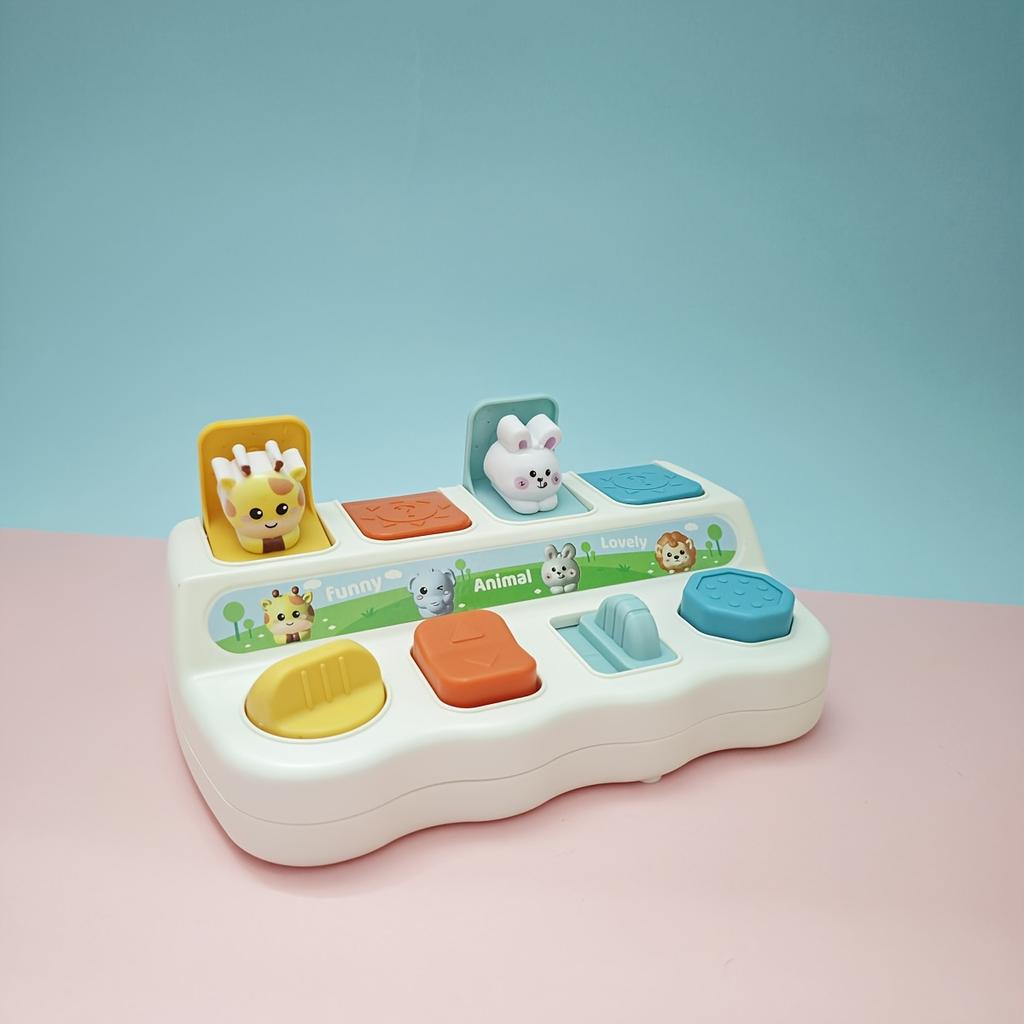 1 Stück Tier-Pop-Up-Spielzeug mit Peekaboo-Schaltern, Frühe pädagogische Lernaktivität für Kleinkinder Baby kognitives Training