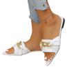 Fashion 2025 Plus Size Women's Open Toe Slippers Summer Metal Decoration Chain Pointed Toe Sandal Flat with Fashion Daily Dress Slippers