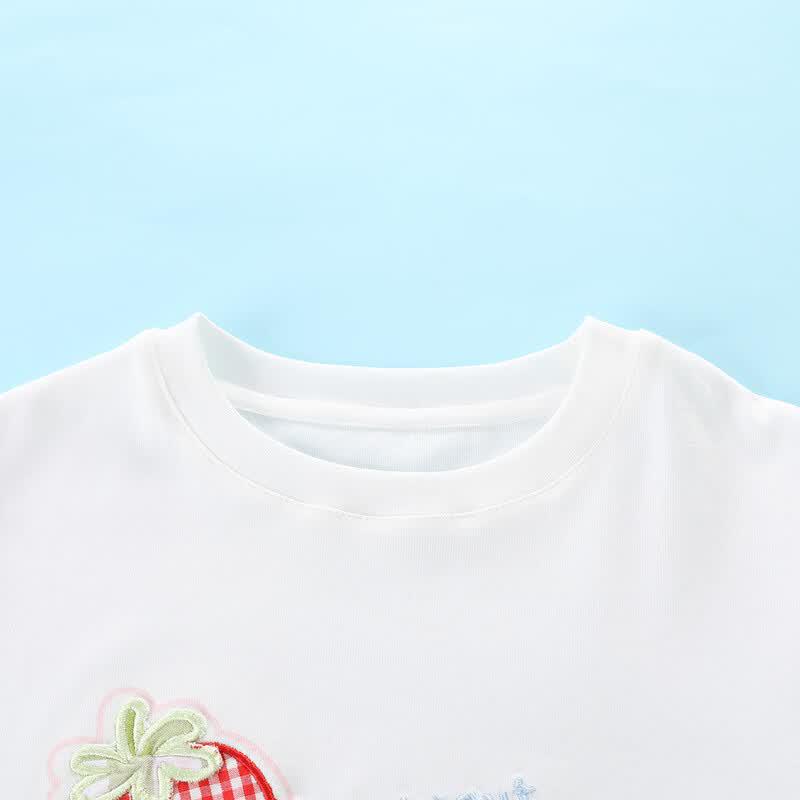 Girls' Strawberry Star T-Shirt & Pink Plaid Pants Set