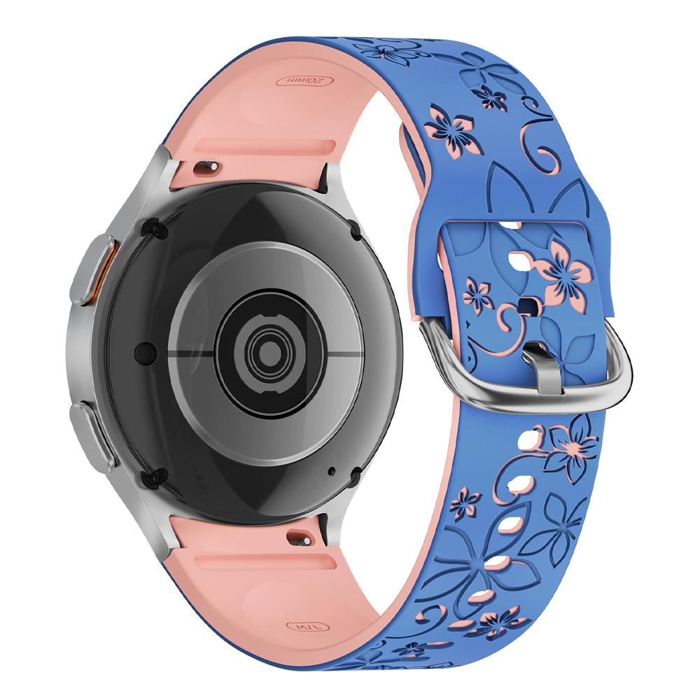 Band for Samsung Galaxy Watch 7/5 Pro/4 6 Classic 40 44mm Engraved flower Silicone Sport Bracelet correa Galaxy Watch 7 Straps
