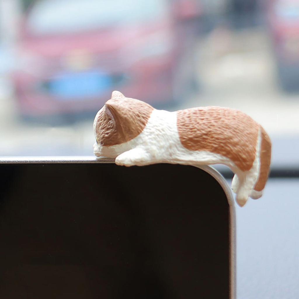 Miniature Cat Figurines Small Animal Kitten Statues Creative Miniature Cat Statues for Home Workplace Car Aquarium Monitor