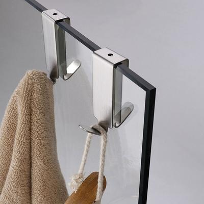 Bohrfreier Edelstahl-Doppelseitenhaken, stanzfreier Bademantel-Aufhänger für den Haushalt