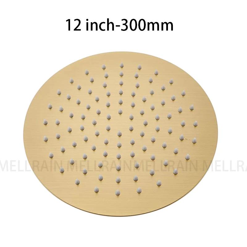 Brushed Rose Gold Rain shower head stainless steel Ultrathin water pressurize shower head in rose gold, Grey, brushed gold