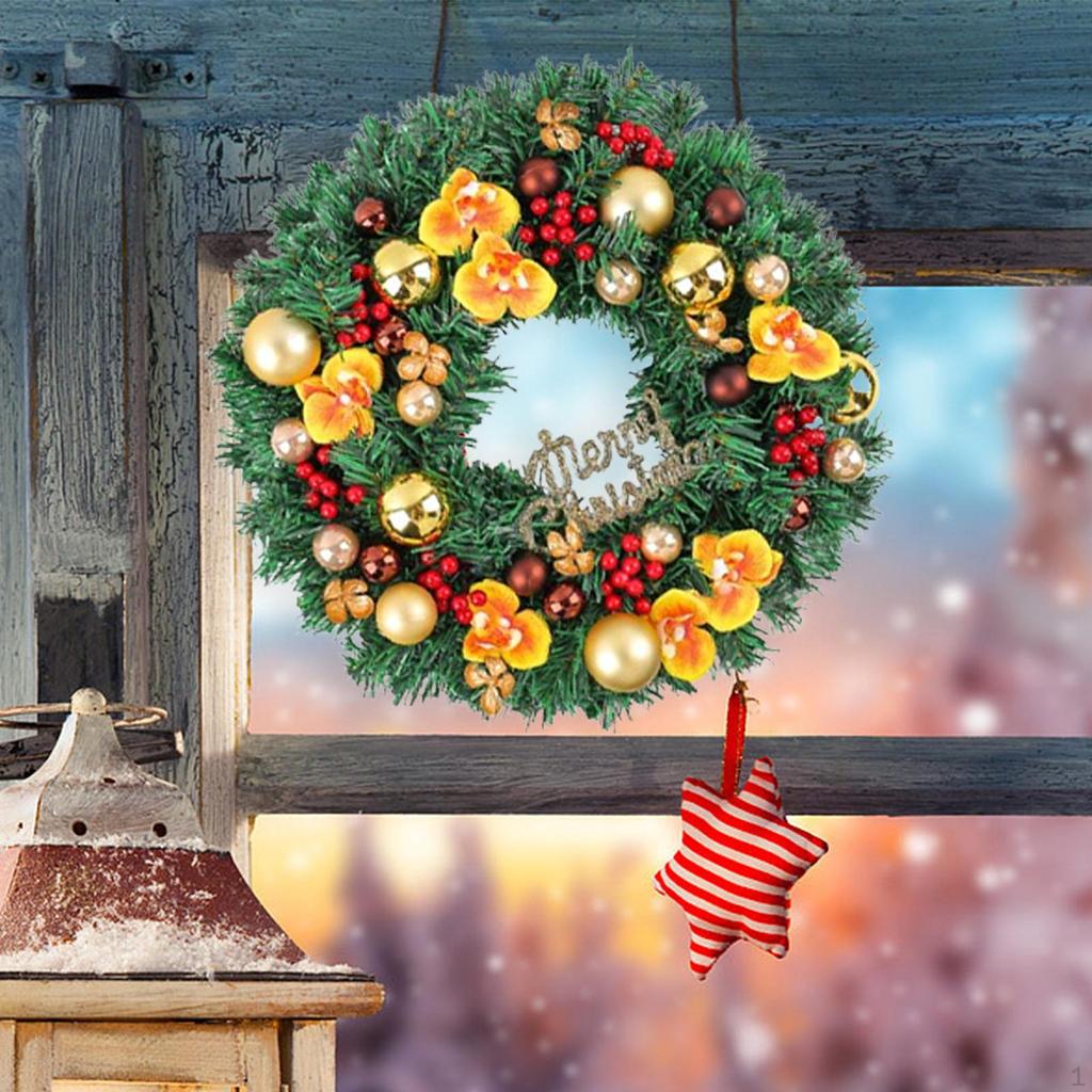 Artificial Christmas Wreath Ball Ornament Hanging Decor for Farmhouse