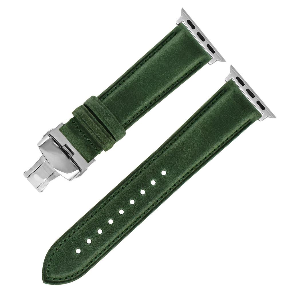 The First-Layer Cowhide Bracelet Is Suitable For Apple Watch S7 Strap Applewatch8 Genuine Leather Butterfly Buckle Strap.