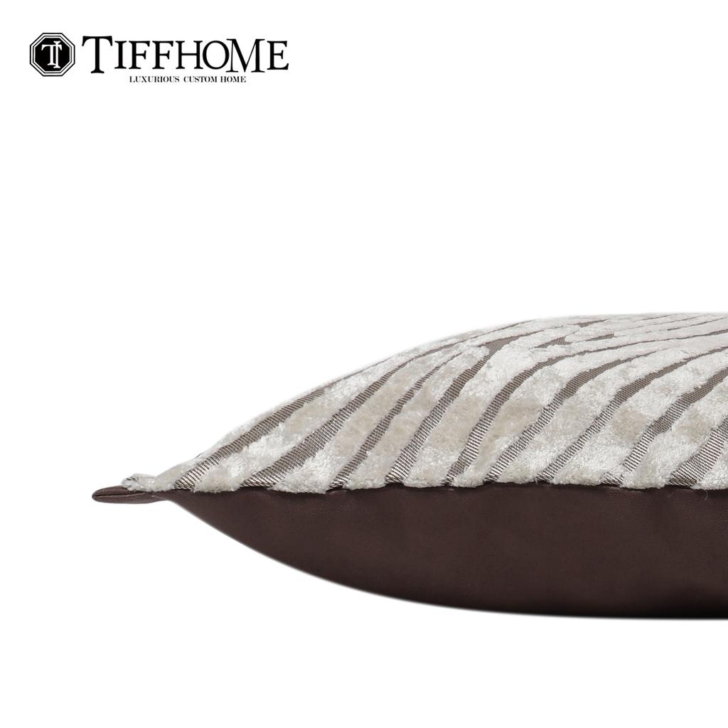 TiffHome Zebra Pattern Dark Brown Trim Throw Pillow Soft Decorative Cushion for Sofa Bedroom Living Room Modern Accent Pillow
