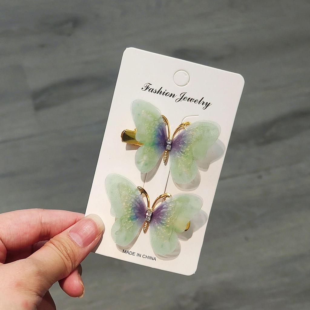 Gradient Butterfly Hairpin for Children - Cute Mesh and Alloy Duckbill Clip, Perfect for Hanfu and Fairy Styles