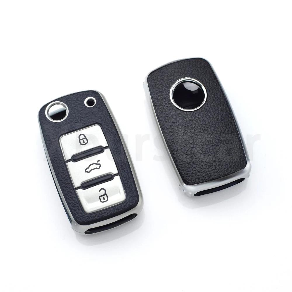 

For Vw Volkswagen Skoda Octavia Kodiaq Seat Leon Altea Beetle Tiguan Polo Golf Passat Auto Shell Fob Tpu Car Flip Key Case Cover