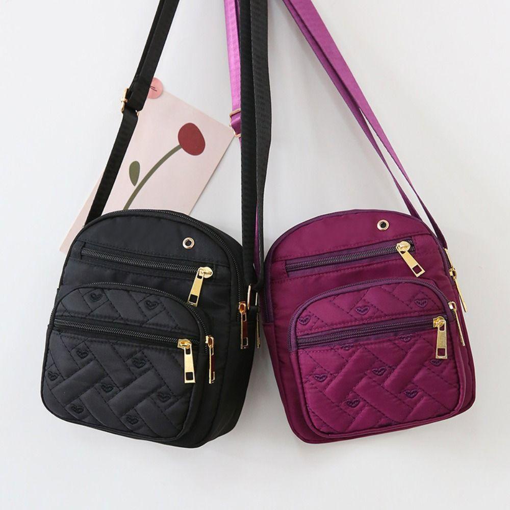Four-layer Shoulder Bag Nylon Small Phone Bag Casual Zipper Crossbody Bag  Storage Bag
