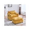 Modern Armchair - - Oversized - Chenille Fabric - Footrest - Storage Pocket