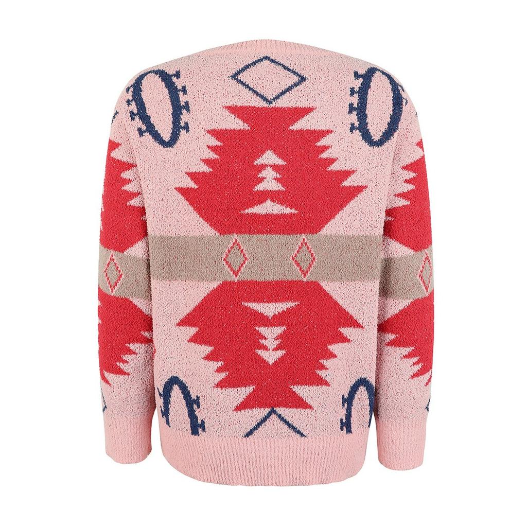QICED Contrast Color Women's Knitwear Autumn Winter Christmas Long Sleeve Sweater Women