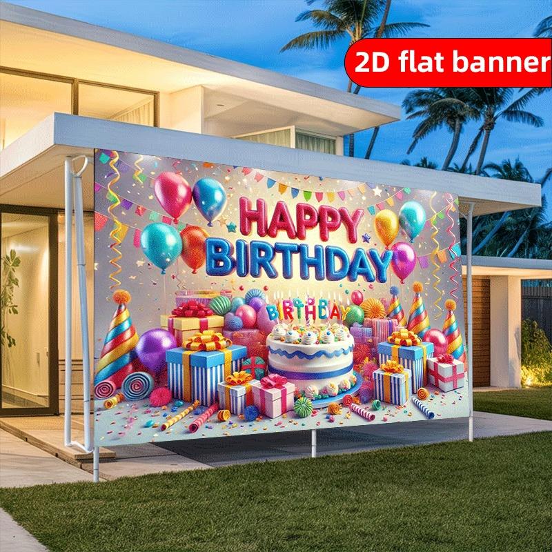 2D Flat Birthday Party Banner Polyester Photography 2D Background Cloth Flag Holiday Party Birthday Decoration