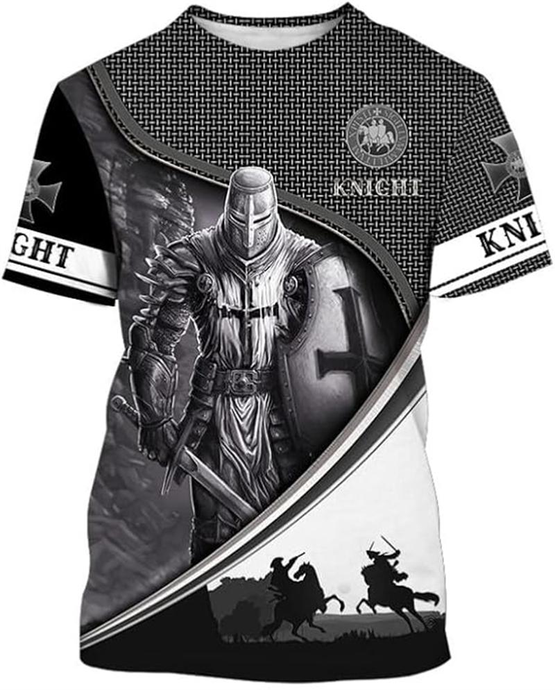 3D Print Knight Templar T-shirt Men Women Cross Fashion Trendy Cool Short Sleeve O Neck T-shirt Unisex Jesus Christian Tees