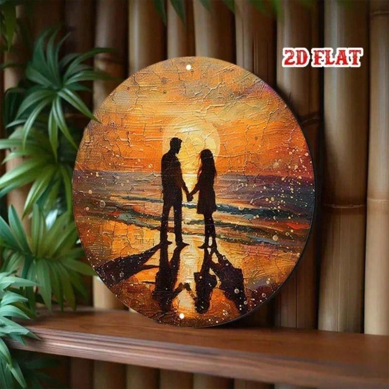 Vintage Beach Sunset Metal Poster Wall Art Decor for Living Room