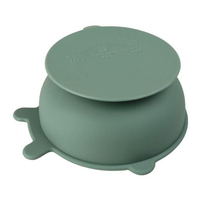 Bol ventouse - THERMOBABY - Silicone - Vert Cactus - Antidérapant et incassable